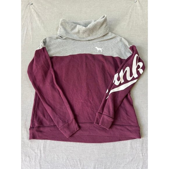 Victoria´s Secret Pink Sweater Womens Small Gray Red Long Sleeve Pullover Ladies - Picture 1 of 8
